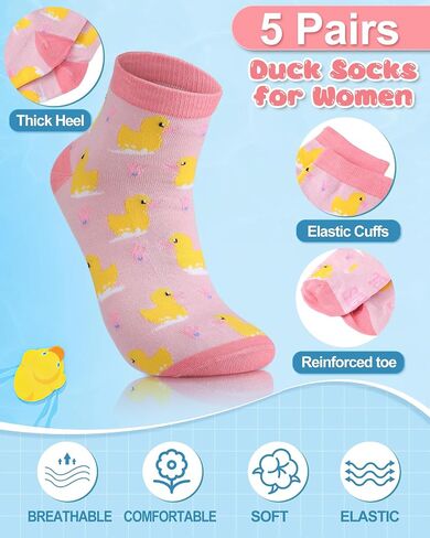 5 Pairs Duck Socks for Women Cute Novelty Patterned Casual Ankle Socks for Duck Lover Gift in Saudi Arabia