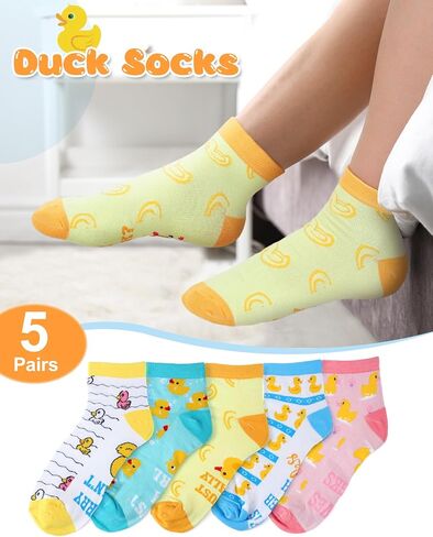 5 Pairs Duck Socks for Women Cute Novelty Patterned Casual Ankle Socks for Duck Lover Gift in Saudi Arabia