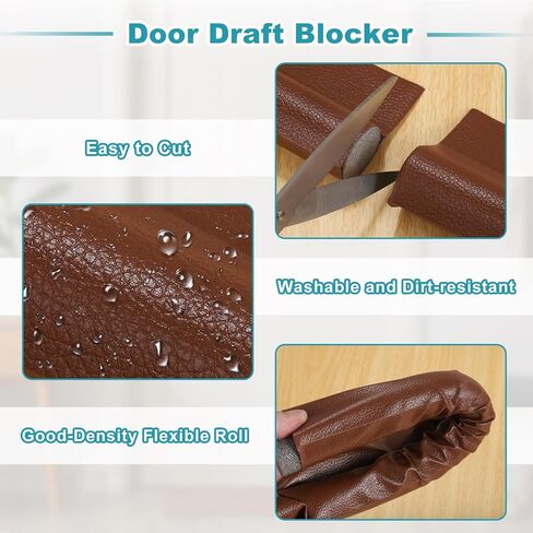 uxcell 37" Door Draft Stopper, Under Door Draft Blocker, Adhesive Soundproof Door Bottom Seal, Weather Stripping Door Sweep for Bottom of Doors, Brown in Saudi Arabia