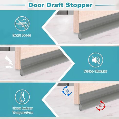 uxcell 37" Door Draft Stopper, Under Door Draft Blocker, Adhesive Soundproof Door Bottom Seal, Weather Stripping Door Sweep for Bottom of Doors, Brown in Saudi Arabia