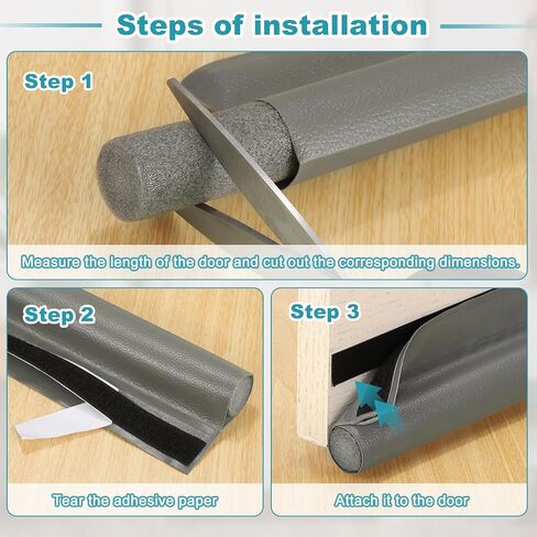 uxcell 37" Door Draft Stopper, Under Door Draft Blocker, Adhesive Soundproof Door Bottom Seal, Weather Stripping Door Sweep for Bottom of Doors, Brown in Saudi Arabia
