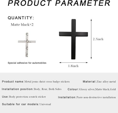 2 PCS Metal Jesus Christ Cross Badge Stickers, 2.5"×1.8" Alloy 3D Individual Car Cross Sticker, Self Adhesive Scratch Covering Metal Cross Car Emblem Decal for Car Body Fender Tail (Silver) in Saudi Arabia