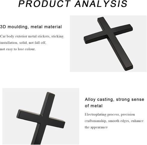 2 PCS Metal Jesus Christ Cross Badge Stickers, 2.5"×1.8" Alloy 3D Individual Car Cross Sticker, Self Adhesive Scratch Covering Metal Cross Car Emblem Decal for Car Body Fender Tail (Silver) in Saudi Arabia