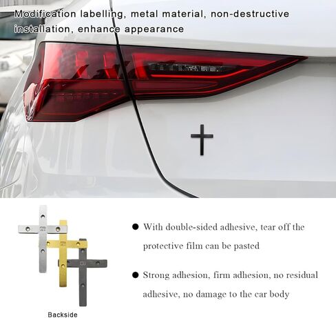 2 PCS Metal Jesus Christ Cross Badge Stickers, 2.5"×1.8" Alloy 3D Individual Car Cross Sticker, Self Adhesive Scratch Covering Metal Cross Car Emblem Decal for Car Body Fender Tail (Silver) in Saudi Arabia