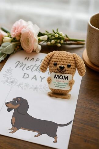 حيوانات كروشيه إيجابية هدايا داكشوند ، الدعم العاطفي دمية الكروشيه لمحبي وينر للكلاب ، صنعت بالفعل الهدايا المصنوعة يدويًا in Kuwait