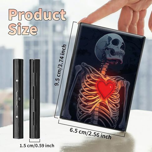حامل بطاقة الائتمان النحيف ، Skull Heart RFID محفظة معدنية للرجال والنساء ، منظم بطاقات العمل الحجم الحجم المصنوعة من الألومنيوم (يناسب ما يصل إلى 10 بطاقات) in Kuwait