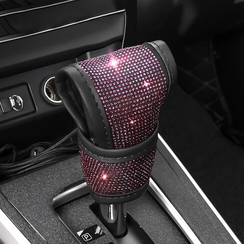 Bling Auto Gear Shift Knob Cover, Car Knob Gear Stick Protector, Sparkly Crystal Rhinestones Gear Shift Knobs Cover for Women Girls, Universal Interior Decor Accessories (Black) in Saudi Arabia