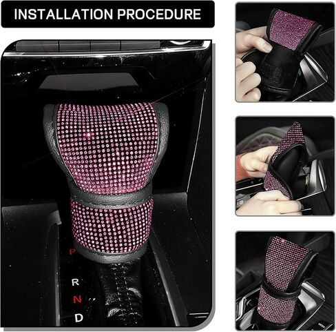 Bling Auto Gear Shift Knob Cover, Car Knob Gear Stick Protector, Sparkly Crystal Rhinestones Gear Shift Knobs Cover for Women Girls, Universal Interior Decor Accessories (Black) in Saudi Arabia