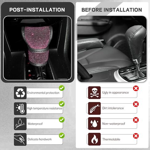 Bling Auto Gear Shift Knob Cover, Car Knob Gear Stick Protector, Sparkly Crystal Rhinestones Gear Shift Knobs Cover for Women Girls, Universal Interior Decor Accessories (Black) in Saudi Arabia