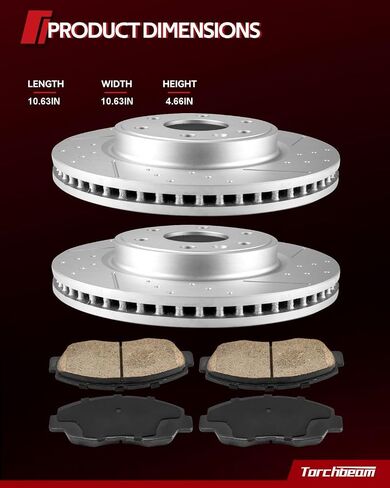 Torchbeam Front Brakes and Rotors Kit Brake Pads Brake Rotors and Pads Compatible with Toyota 2004-2009 Prius,Brake Rotors + Ceramic Pads Kit in Saudi Arabia