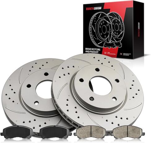 Torchbeam Front Brakes and Rotors Kit Brake Pads Brake Rotors and Pads for Dodge 2007-2012 Caliber 2.0L, Mitsubishi 2008-2016 Lancer 2.0L, Mitsubishi 2017 Lancer,Brake Rotors + Ceramic Pads Kit in Saudi Arabia