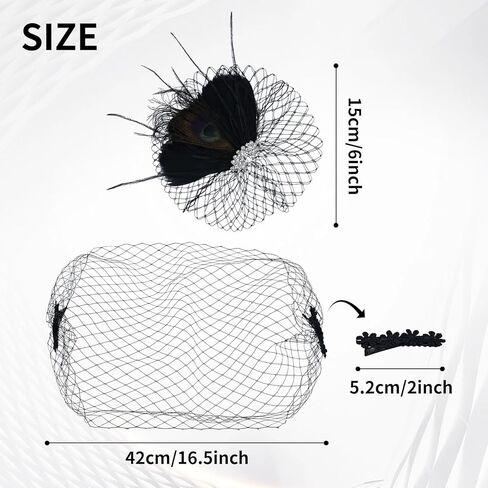 inSowni 1920s Flapper Accessories White Feather Veil Fascinator with Hair Clip Tea Party Bridal Wedding Headpieces for Women Girls in Saudi Arabia