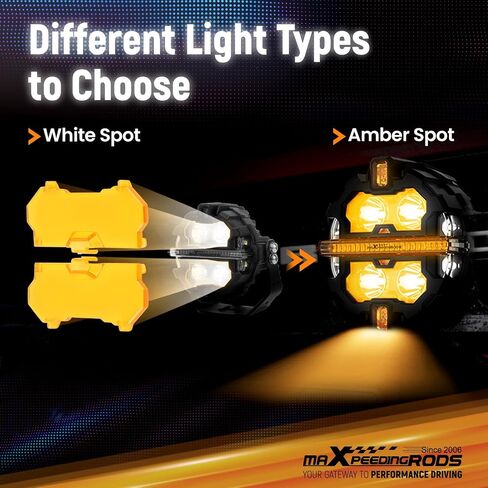 MaxPeedingRods 3.5 بوصة جولة 160W LED مصابيح الطرق على الطريق + 3.5 "Amber Spot Light Covers + 3.5" Chover Amber Light Lights + 3.5 " in Saudi Arabia