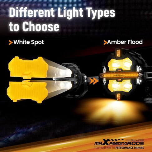 MaxPeedingRods 3.5 بوصة جولة 160W LED مصابيح الطرق على الطريق + 3.5 "Amber Spot Light Covers + 3.5" Chover Amber Light Lights + 3.5 " in Saudi Arabia