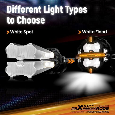 MaxPeedingRods 3.5 بوصة جولة 160W LED مصابيح الطرق على الطريق + 3.5 "Amber Spot Light Covers + 3.5" Chover Amber Light Lights + 3.5 " in Saudi Arabia