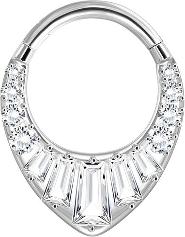 bodybonita 16g حلقة الحاجز - 316L من الصلب الجراحي دمعة الحلقات الأنف الأطواق الأطواق CZ CZ الأنف الثقب Daith المجوهرات Tragus helix الأقراط الغضروف للنساء 8mm in Saudi Arabia