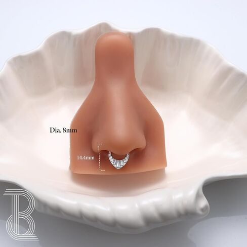 bodybonita 16g حلقة الحاجز - 316L من الصلب الجراحي دمعة الحلقات الأنف الأطواق الأطواق CZ CZ الأنف الثقب Daith المجوهرات Tragus helix الأقراط الغضروف للنساء 8mm in Saudi Arabia