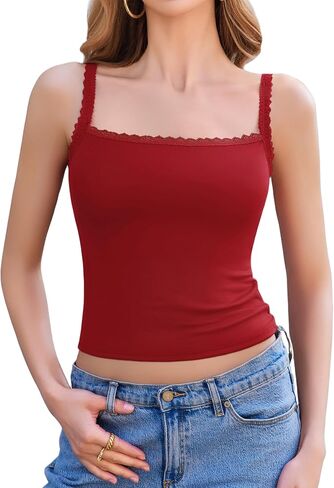 Avidlove Camisole Tops for Women Lace Tank Top Y2k Square Neck Undershirts Going Out Summer Tops 2025 Trendy in Saudi Arabia