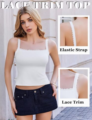 Avidlove Camisole Tops for Women Lace Tank Top Y2k Square Neck Undershirts Going Out Summer Tops 2025 Trendy in Saudi Arabia