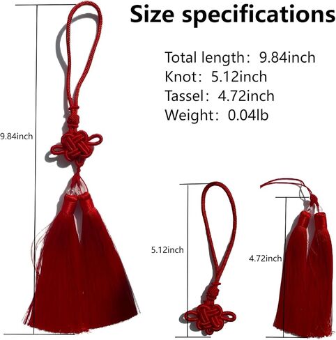 Handmade Color Block Chinese Knot Charm with Dual Tassels,Traditional Asian Home Decor for Home Wedding Birthday Party, Gift for Friends, Festival and Daily Luck. (red) in Saudi Arabia