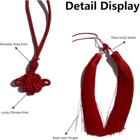 Handmade Color Block Chinese Knot Charm with Dual Tassels,Traditional Asian Home Decor for Home Wedding Birthday Party, Gift for Friends, Festival and Daily Luck. (red) in Saudi Arabia
