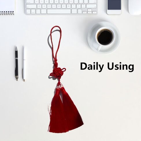 Handmade Color Block Chinese Knot Charm with Dual Tassels,Traditional Asian Home Decor for Home Wedding Birthday Party, Gift for Friends, Festival and Daily Luck. (red) in Saudi Arabia