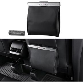 BASENOR 2026 Upgraded Tesla Model 3/S/X/Y Cybertruck Trash Can, [Strong Magnetic] [Waterproof] LED Light Garbage Bin Leather Garbage Can, Seat Back Hanging Interior Accessories 2017-2026