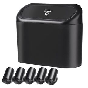 Car Trash Can, 1.0 Liters, Plastic, Trash Can Set, Multi-Purpose, Easy to Install, Includes 75 Garbage Bags