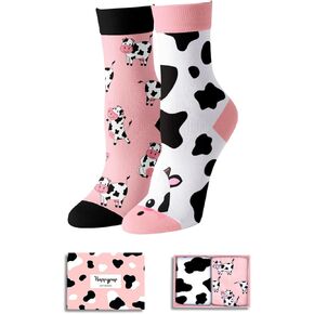 HAPPYPOP Funny Animal Gifts for Girls - Cow Llama Socks for Kids 10-12 Years