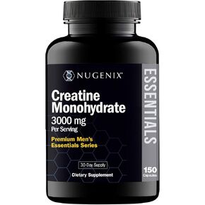 Nugenix Essentials Premium Creatine Monohydrate Pills Capsules Supplement, 3000mg, 150 Capsules