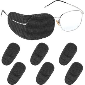 6PCS Eye Patch for Glasses, Black Eye Patches Reusable Lazy Eyepatch Adult Medical Eye Patches for Adults Kids to Treat Lazy Eye Amblyopia Strabismus for Left or Right Eyes