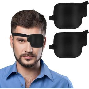 2Pcs Left Eye Patches for Adults and Kids,Adjustable Medical Eyepatch for Lazy Eye,Soft Eyepatch(Black)