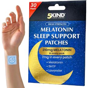 5Kind Melatonin Sleep Patches for Adults - Pack of 30-7MG High Strength Melatonin, 5HTP & Lavender in Every Patch - Melatonin Patches - Natural Sleep Patches - Made in UK