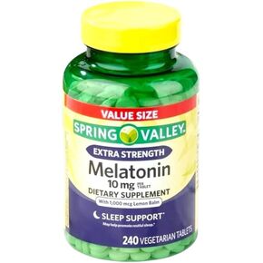 Spring Valley - Melatonin, Sleep Support with Lemon Balm, 10mg, 240 Vegetarian Tablets, (1)