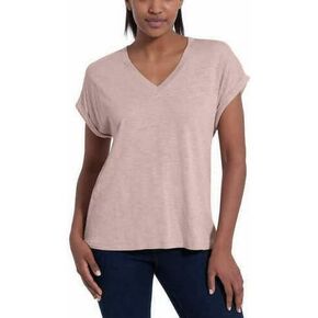 Jessica Simpson Womens V-Neck Soft Jersey Knit Top,Bridal Rose,Large
