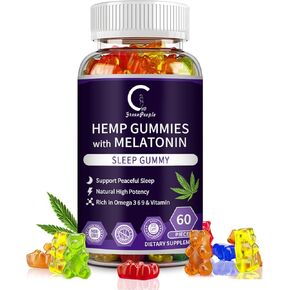 Hemp Gummies for Sleep with Melatonin & Vitamin C, Support Relaxation & Peace, Calm Gummies for Adults, 100% Natural Hemp Oil, Vegan, Non-GMO, 60ct (Pack of 2)