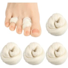 4 Pcs Lambs Wool Padding for Toes Feet Soft Feet Cushion Toe Separator Lambs Wool Corn Cushion Pads Blister Prevention Bunions Callus Remover Cushions Hammer Blister Prevention Bunions