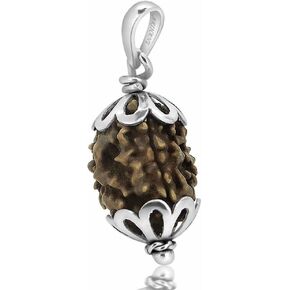 Arihant Gems & Jewels Nepali & Indian Rudraksha Pendant in 925 Sterling Silver – Natural, Certified, Spiritual Beads for Men & Women