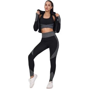Women's 3-Piece Seamless Workout Set – High-Waist Leggings, Sports Bra & Crop Top – Yoga & Fitness Gym Activewear