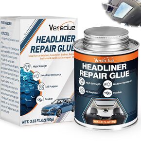 Headliner Repair Glue 3.53OZ, Flexible Car Roof Liner Adhesive, Strong Upholstery Glue for Cars, with Brush, Suitable for Automotive interiors, Fabric, Leather