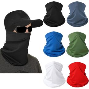 6 Pack Neck Gaiter Bandana Face Mask Summer UV Protection Cooling Neck Gaiter Face Clothing Sun Cooling Mask Scarf Sunscreen Cover Head for Men and Women, Outdoor, Hiking, Fishing -Classic Colors