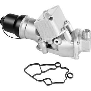 LOREADA Aluminium Oil Filter Housing Adapter with Oil Cooler assembly fit for VW Passat GTI Jetta Eos Golf Audi A3 A4 TT Ouattro Volkswagen FSI 2.0L Turbo 2005-2013 Replaces 06F115397K 06F115397H