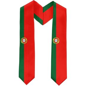 Portugal Flag International Graduate Satin Stole Scarf with National Flag Design, 72" Graduation Sash