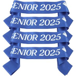 Alipis 4Pcs Senior 2025 Graduation Sashes, Blue Fabric Stoles for Kindergarten to Doctorate Celebrations, Lightweight Party Decorations and Photo Props, 70.86 X 3.74 Inches