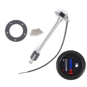 Fuel Sending Unit and Gauge Kit Boat Fuel Sender Fuel Water Level Sensor Fuel Tank Sender Stainless Steel Gas Sensor for Boat Car Truck Vehicle (0-190ohm Sender+Fuel Gauge, 8)