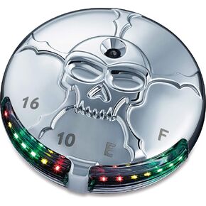 Kuryakyn 7357 Motorcycle Lighting Accent Accessory: Zombie Skull LED Fuel and Battery Gauge for 1988-2019 Harley-Davidson Motorcycles, Chrome medium