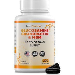 MSM Glucosamine Chondroitin MSM Capsules 200x pcs Joint Support Supplement 50 Days Supply - Chondroitin & Glucosamine Nutritional Supplements Convenient Dosage Triple Strength Formula