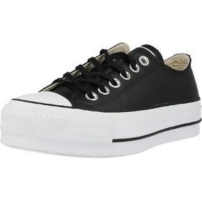 Converse Women's Chuck All Star Lift Clean Ox Sneakers, White/Black, 10 Medium US in Saudi Arabia