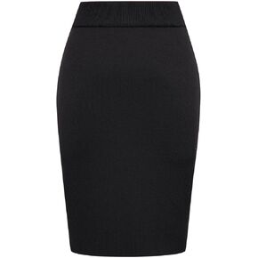 IDEALSANXUN Womens Stretchy Pencil Skirt High Waisted Bodycon Knit Knee Length Skirt with Back Slit
