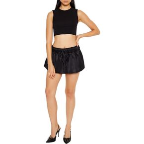 Forever 21 Women's Satin Drawstring Mini Flare Skirt